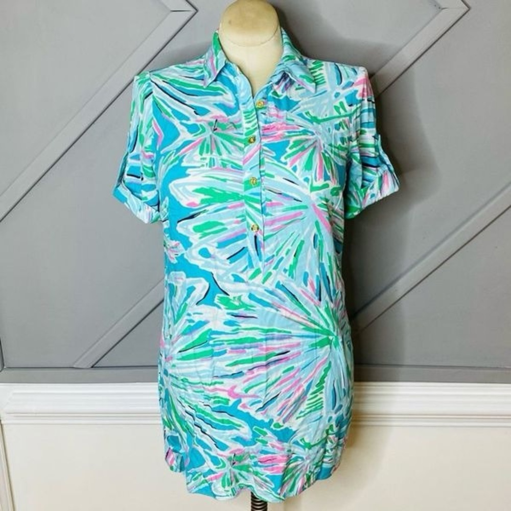 Lilly Pulitzer Shirtdress, Buttons on front, sz 6 Print:Green with Envy